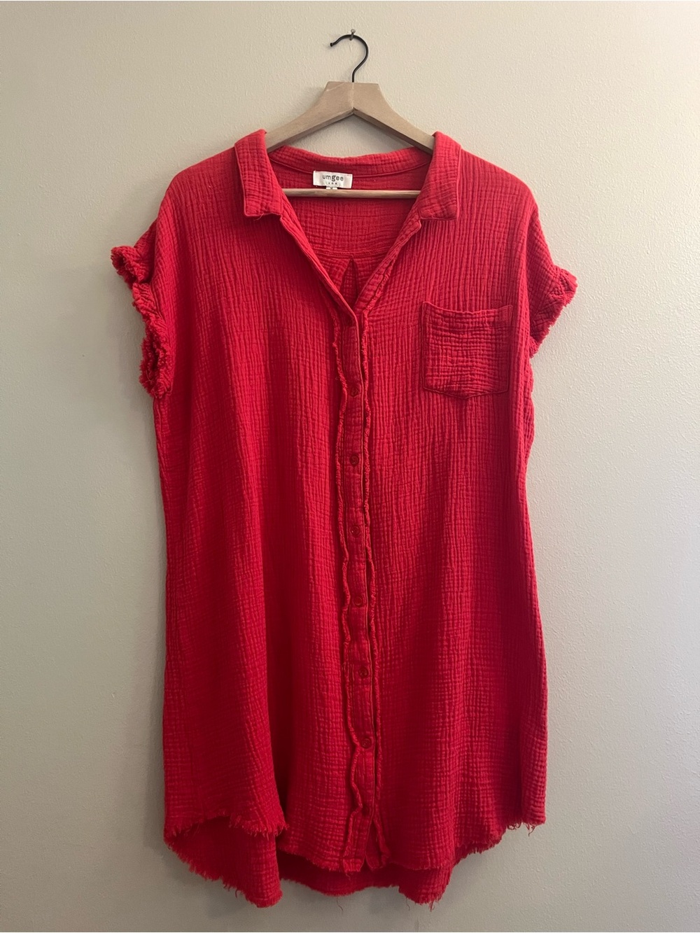 Umgee Red Gauze Button-Front Tunic